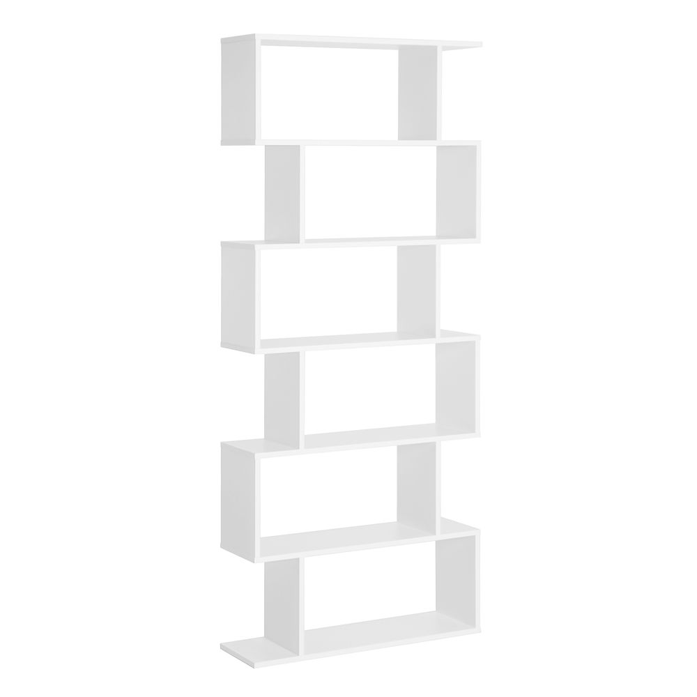 Particle Board 6-Tier Asymmetrical Shelving Unit White