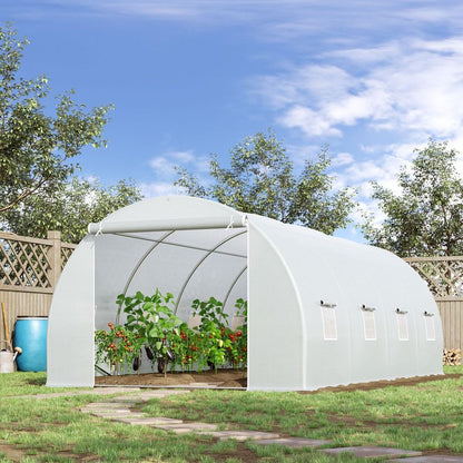 6 x 3 x 2 m Polytunnel Greenhouse w/ Zippered Door and 8 Windows