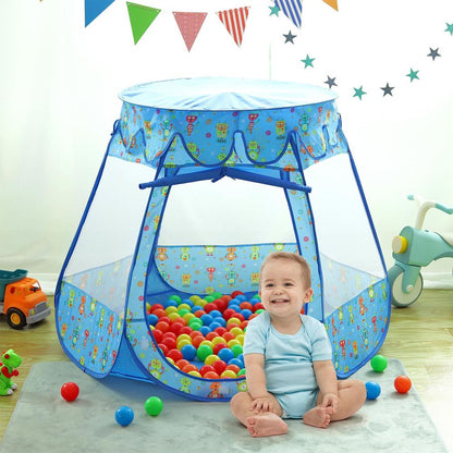 SOKA Playhouse Tent Blue Robot Pop Up with 100 Coloured Play Balls