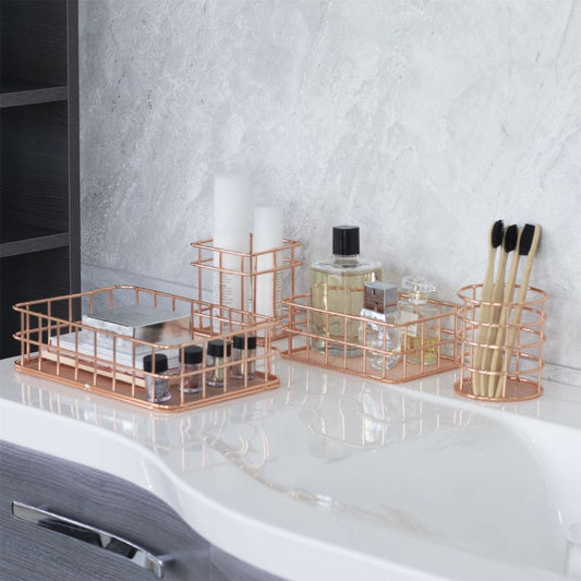 Rose Gold Organisation Baskets - Set of 4 | M&W