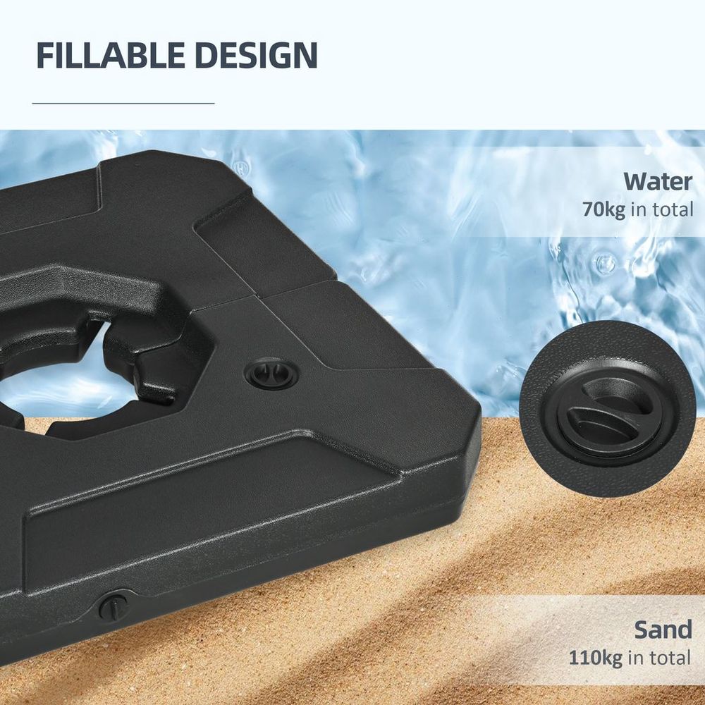 Umbrella Weights for Offset Parasols, 110kg Sand or 70kg Water Filled