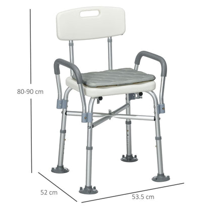 HOMCOM Aluminium Shower Chair Adjustable Bath Stool for Senior Disabled Pregnant