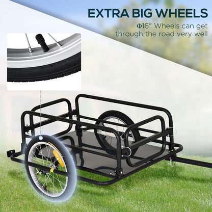 Folding Frame Bike Cargo Trailer Extra Bicycle Storage Carrier W/Hitch-Black