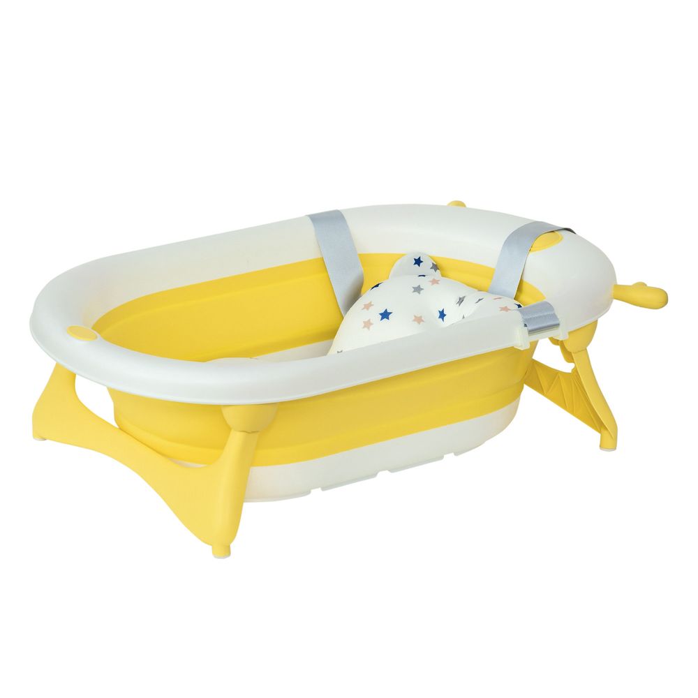 Foldable Baby Bath Tub Ergonomic with Temperature-Induced Water Plug