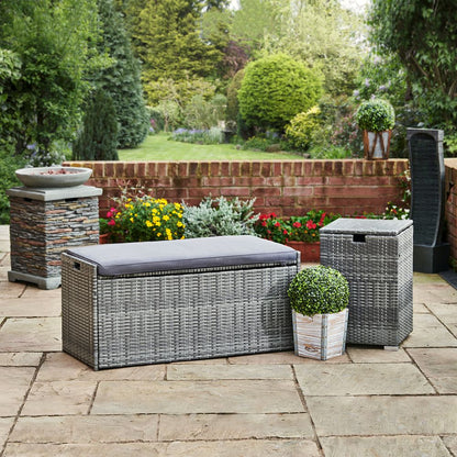 Outdoor Garden Patio Furniture 336L Rattan Storage Box & Bench Seat