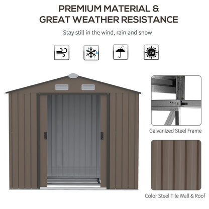 Garden Shed Storage Unit w/Locking Door Floor Foundation Vent Brown