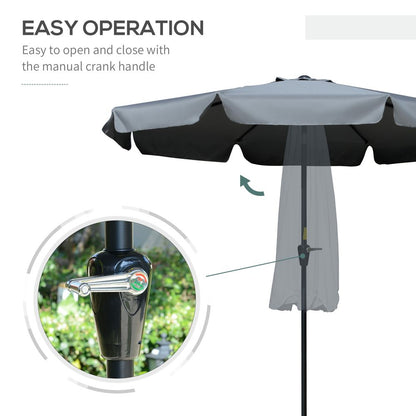 2.66m Patio Umbrella Garden Charcoal Grey