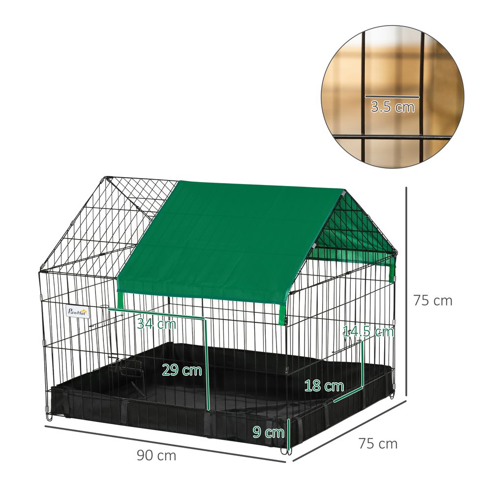 Rabbit Cage Guinea Pig Small Animal Playpen Water Proof Roof Pawhut