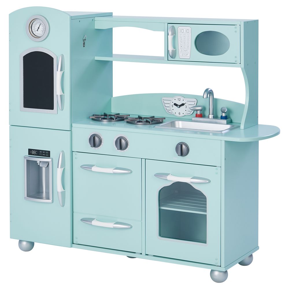 Mint Wooden Toy Kitchen with Fridge Freezer and Oven by TD-11414M