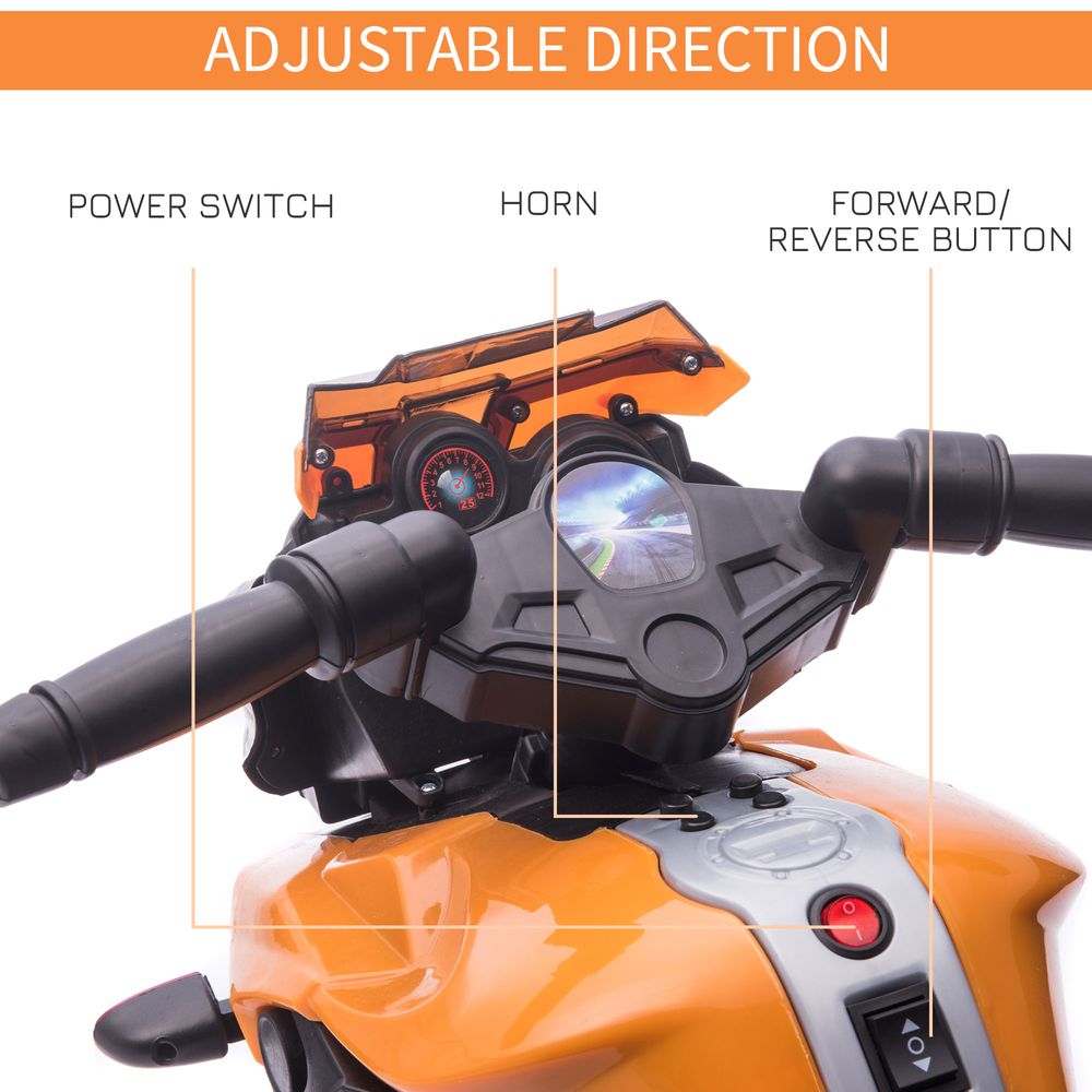 Kids 6V Electric Motorcycle Ride-On Toy Battery 18 - 48 months Orange