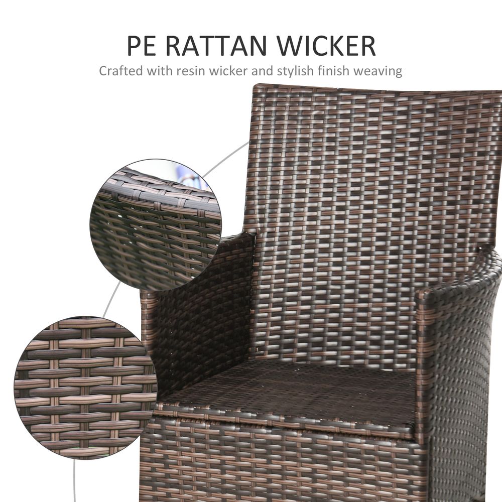 2 Seater Outdoor Rattan Armchair w/ Armrests Cushions Mixed Brown