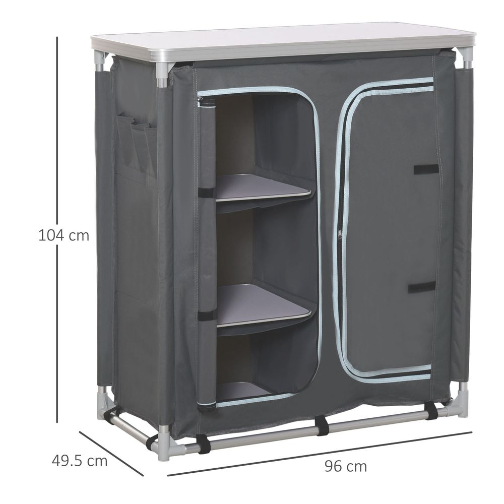 Outdoor Aluminum 3-shelf Camping Cupboard Kitchen Station Cook Table