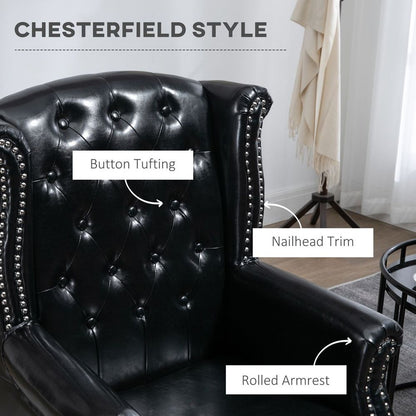 Chesterfield-style Wing Back Armchair Tufted Accent Chair Black