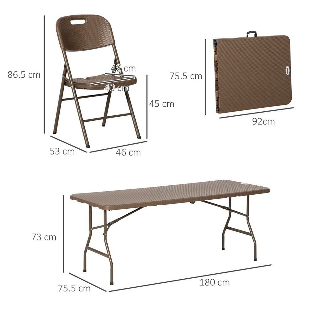 7 PCs HDPE Molding Design Resin Rattan Dining Set, Foldable Table & Chairs