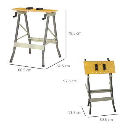 4-1 Work Bench, Saw Horse Clamp Table for DIY Home Garage, Grey