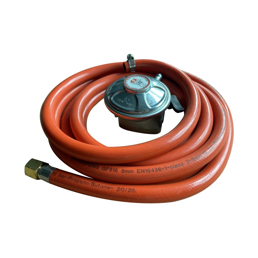 UK Propane Gas Regulator Standard Clip On & Hose for Gas Fire Pits