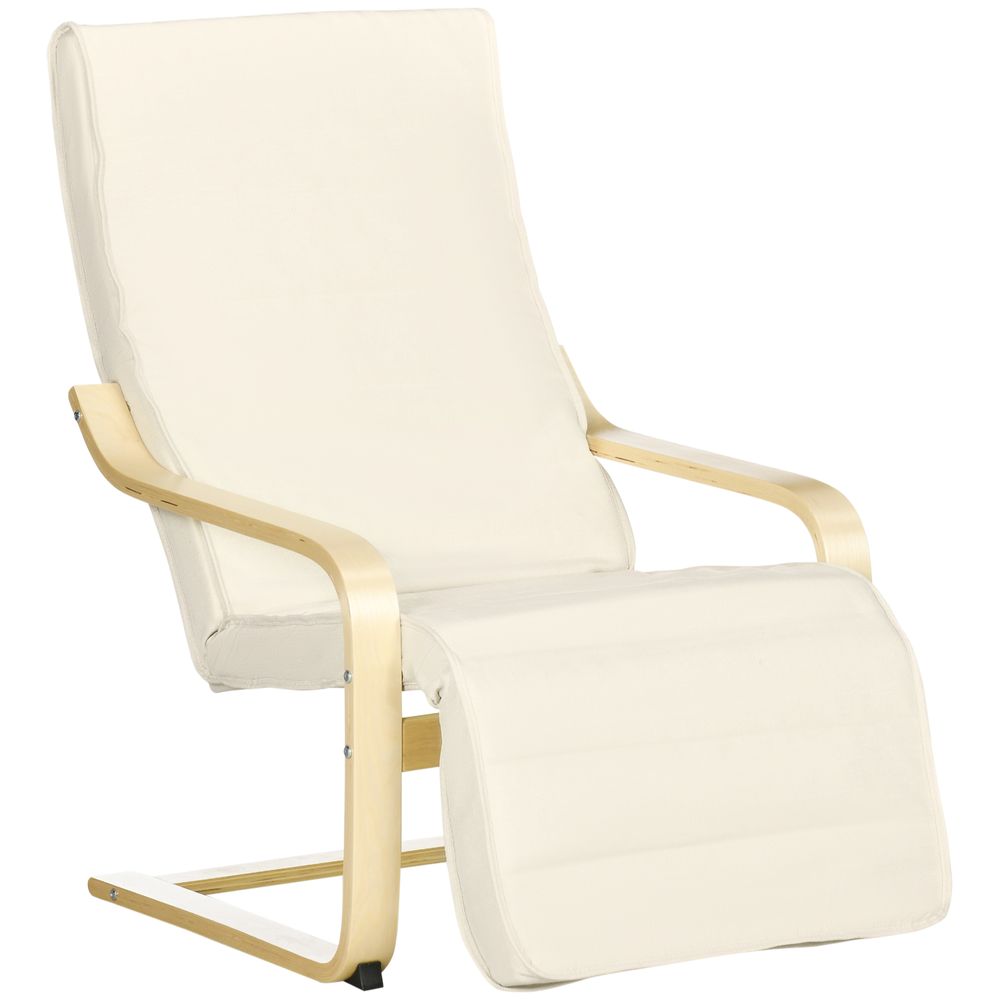 Lounge Chair Recliner Adjustable Footrest Home Cream White