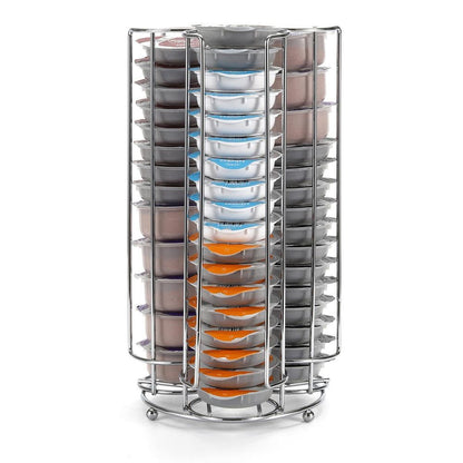 3 Tower Chrome Storage Stand for 48 Coffee Pod - Includes 6 Latte Glasses