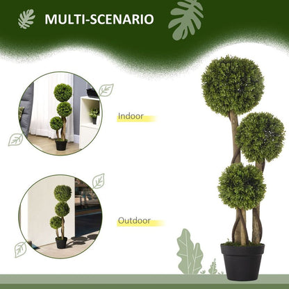 Potted Artificial Plants Boxwood Ball Topiary Trees Indoor Outdoor, 90cm