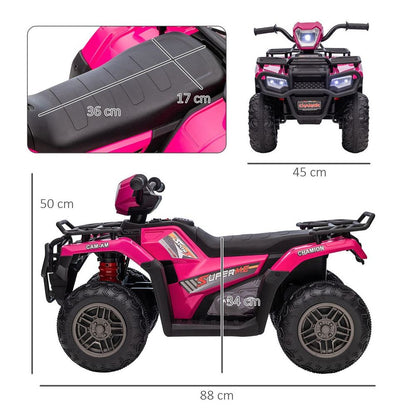 HOMCOM 12V Electric Quad Bike for Kids w/ LED Headlights, Music - Pink