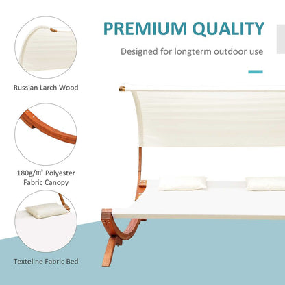 Hammock Chaise Wooden Double Sun Bed Lounger - Cream |  UK