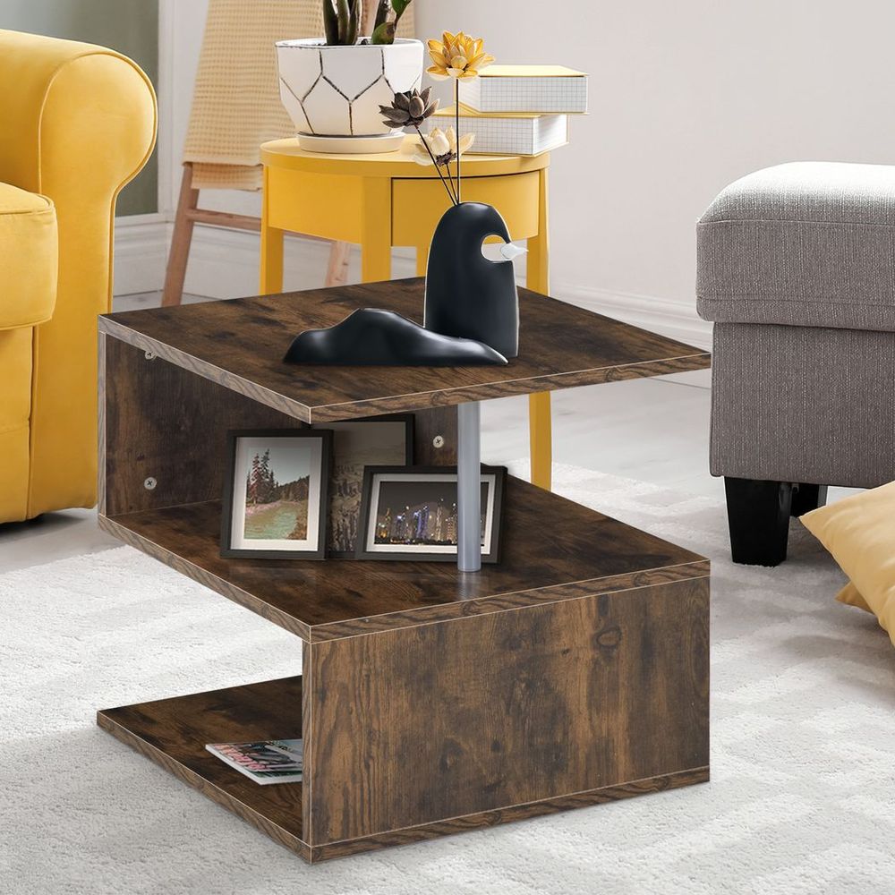 HOMCOM Coffee End Table Side TV Sofa Stand Living Room Office Furniture Brown