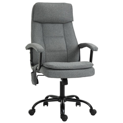 2-Point Massage Office Chair Linen-Look Fabric Adjustable Height Chair Grey