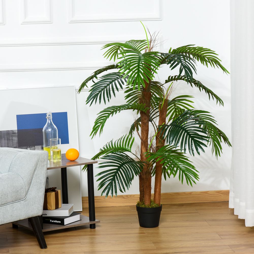 120cm/4FT Artificial Palm Tree Decorative Plant 19 Leaves Nursery Pot Outsunny