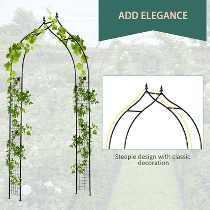 Steel Frame Backyard Pergola for Plants & Trellis Garden Arch Black