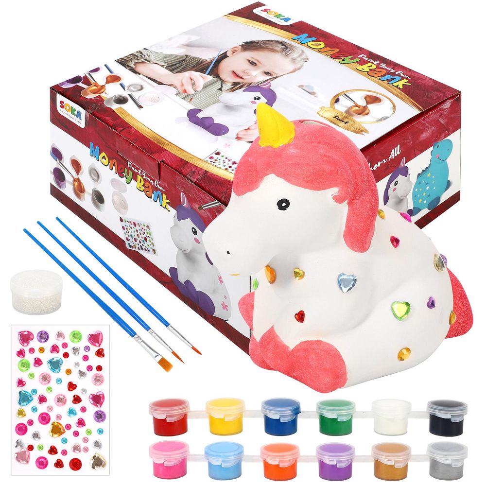 SOKA Paint Your Own Money Bank Arts & Crafts Kit Activity - Unicorn