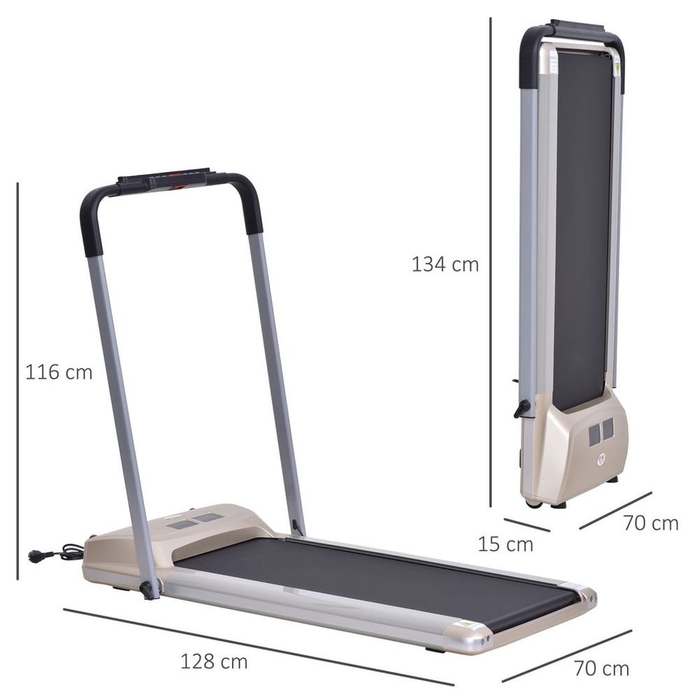 Folding Treadmill, 1-10km/h Electric Running Machine w/ Wheels, for Home, Office