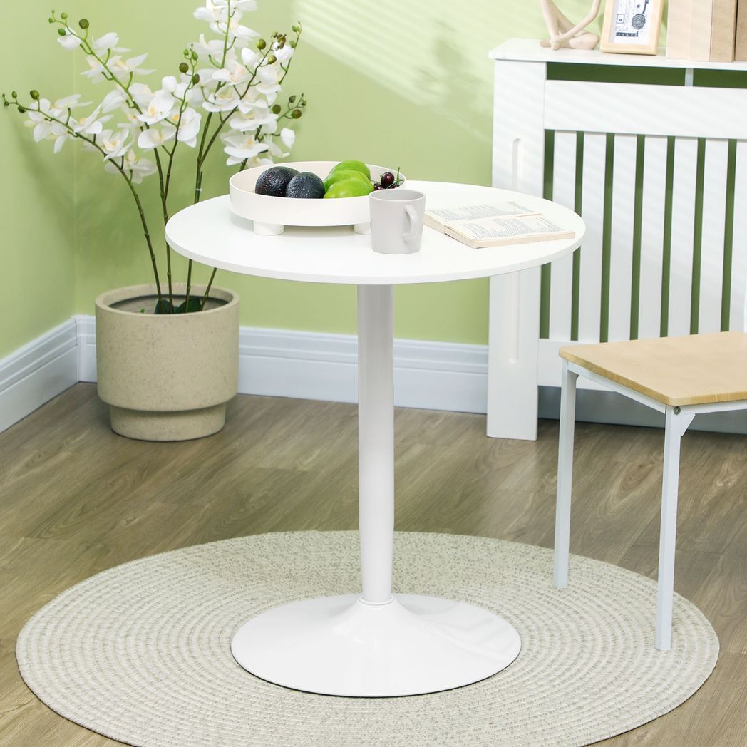 HOMCOM Round Dining Table with Steel Base, Non-slip Pad for Living Room