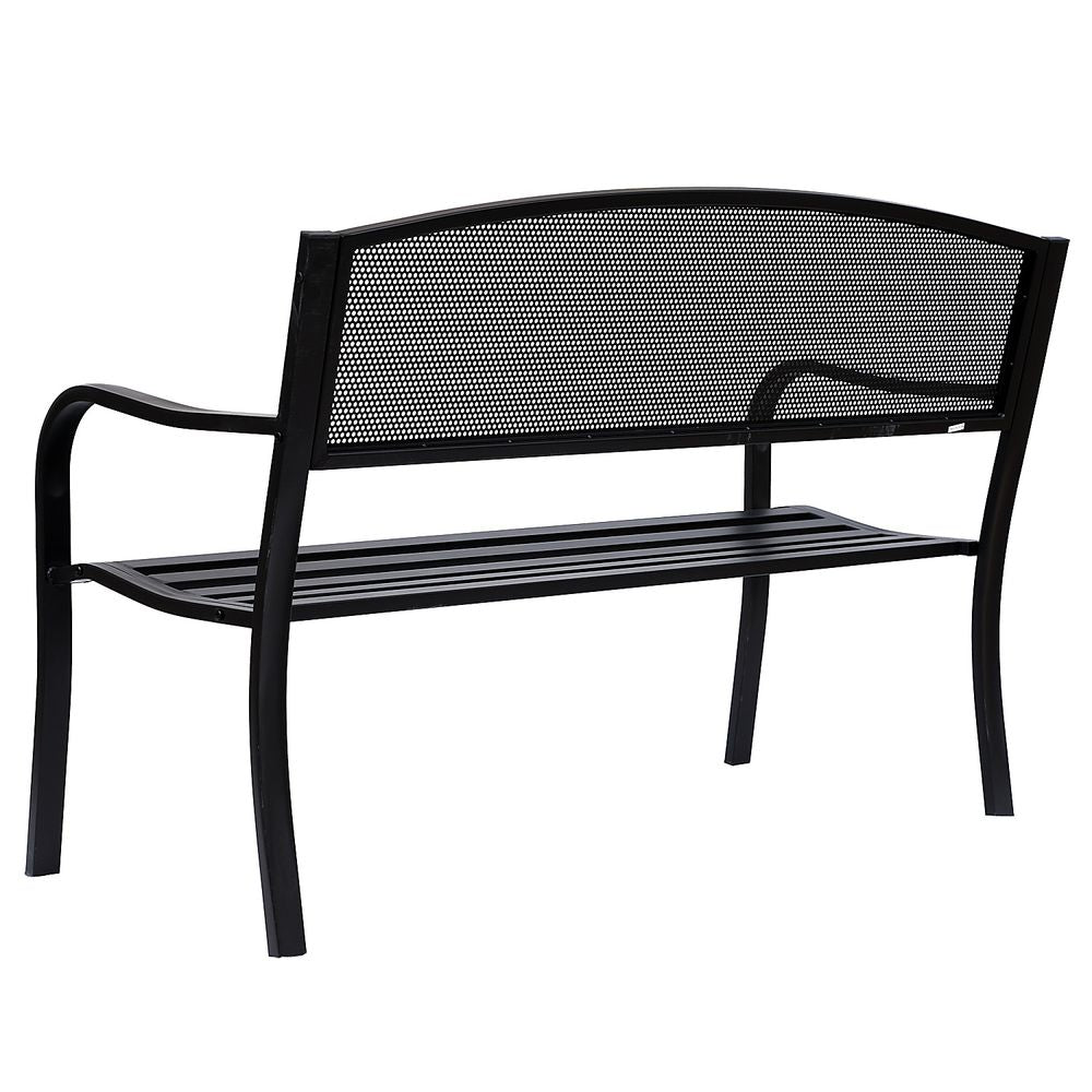 2 Person Garden Bench, Steel-Black