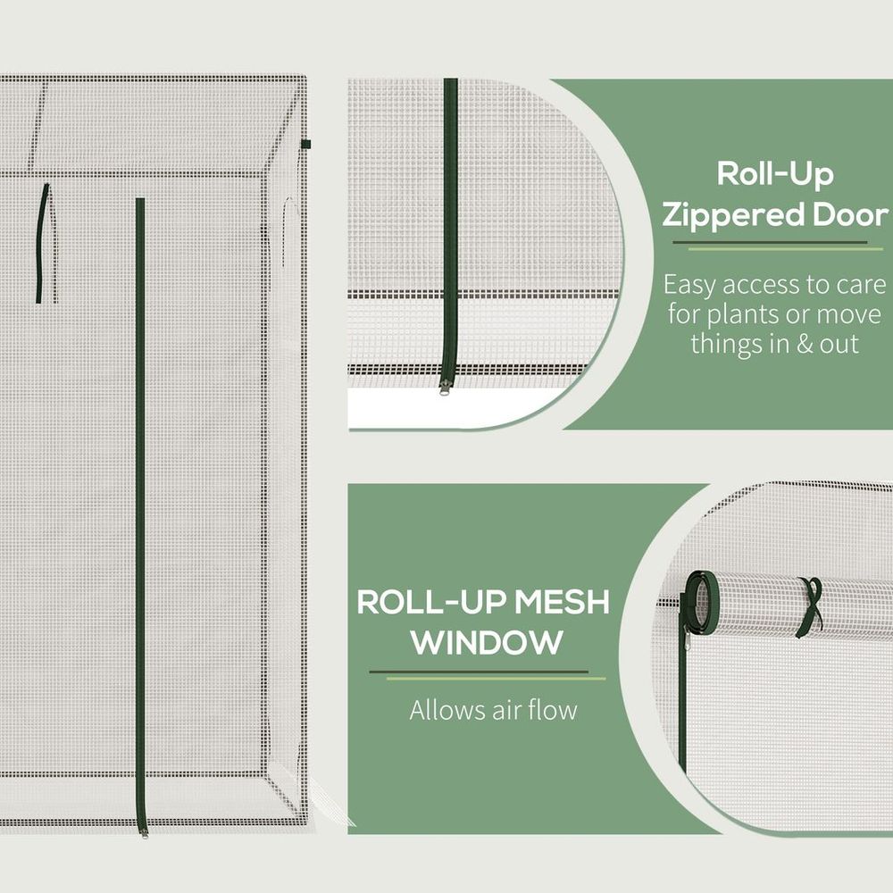 200x76x168cm Walk-in Garden Greenhouse Plant Warm House w/ Roll Up Door