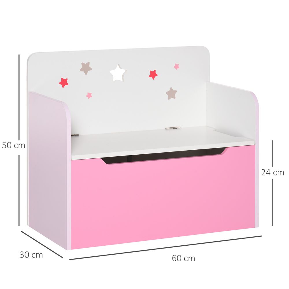 Kids Wooden Toy Box Children Storage Chest Bench Organiser Bedroom Pink HOMCOM