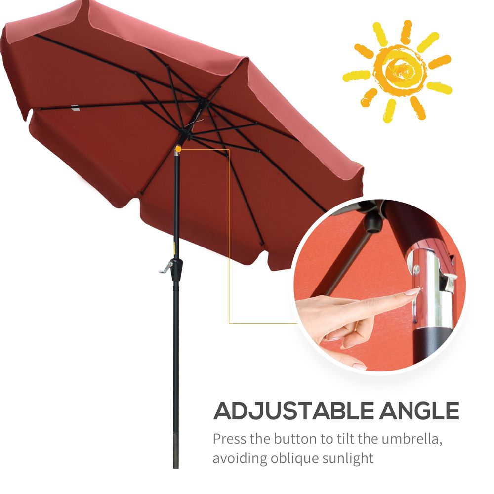 2.66m Patio Umbrella Garden Parasol Wine Red