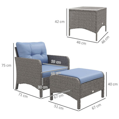 Outsunny 5 Pieces Outdoor Patio Furniture Set Wicker Conversation Set Blue