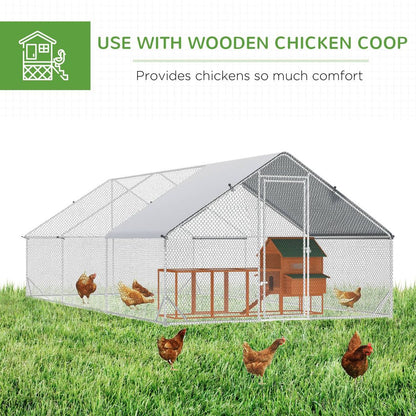 PawHut Walk In Chicken Run Large Galvanised Chicken Coop with Cover 6 x 3 x 2m