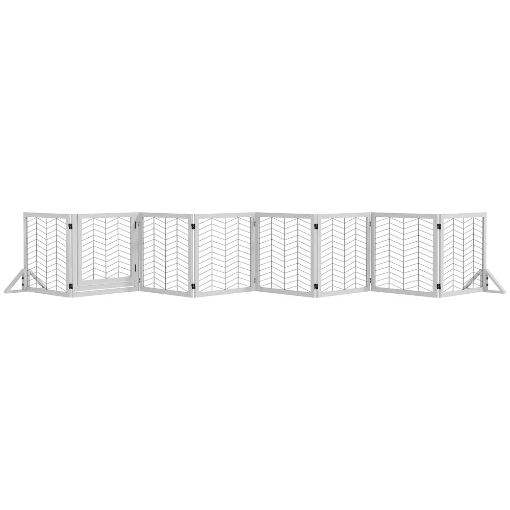 PawHut 8 Panels Freestanding Dog Barrier for S and M Dogs - White