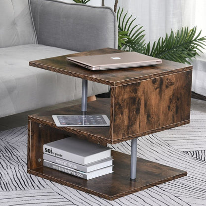 HOMCOM Coffee End Table Side TV Sofa Stand Living Room Office Furniture Brown