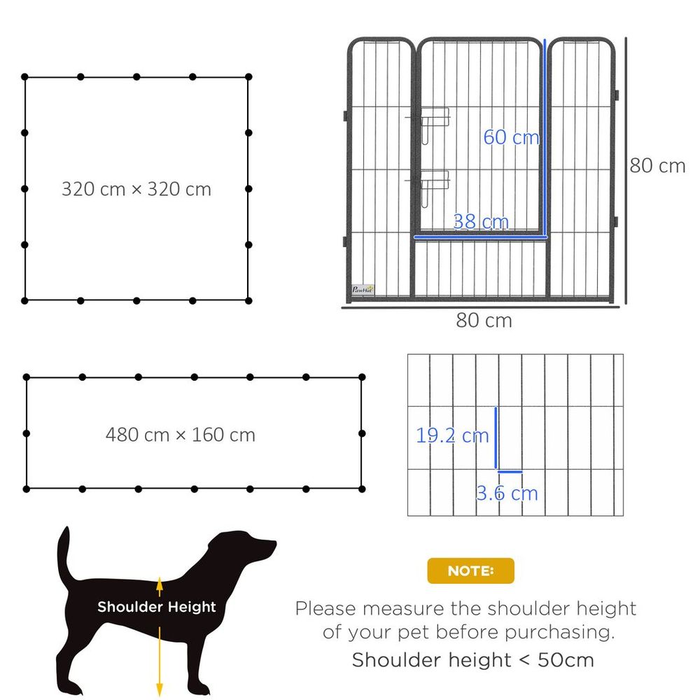 16 Panels Heavy Duty Puppy Play Pen for Small, Medium Dogs 80Hcm