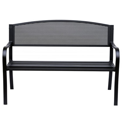 2 Person Garden Bench, Steel-Black