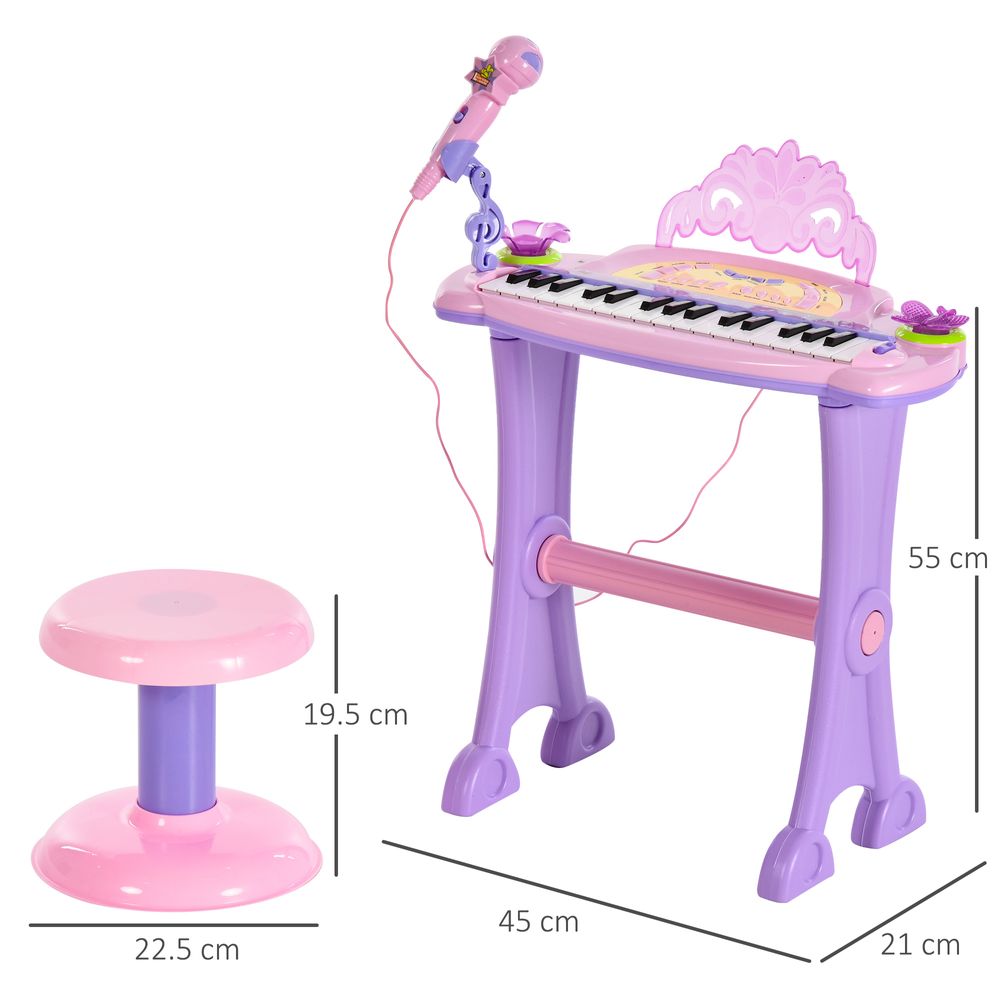 Mini Battery Organ Piano Microphone Stool 32 Key Keyboard Kids Toy