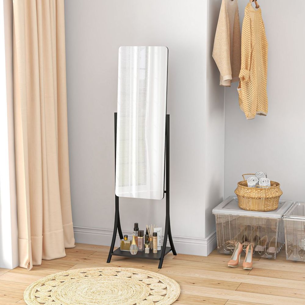 Freestanding Full Length Mirror Adjustable Full Body Mirror w/ Shelf