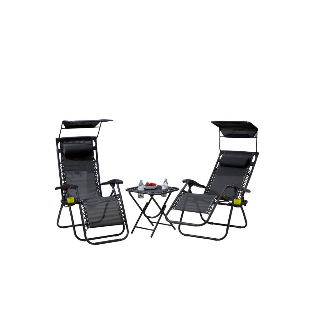 Neo Black Folding Zero Gravity Garden Chairs and Table Set