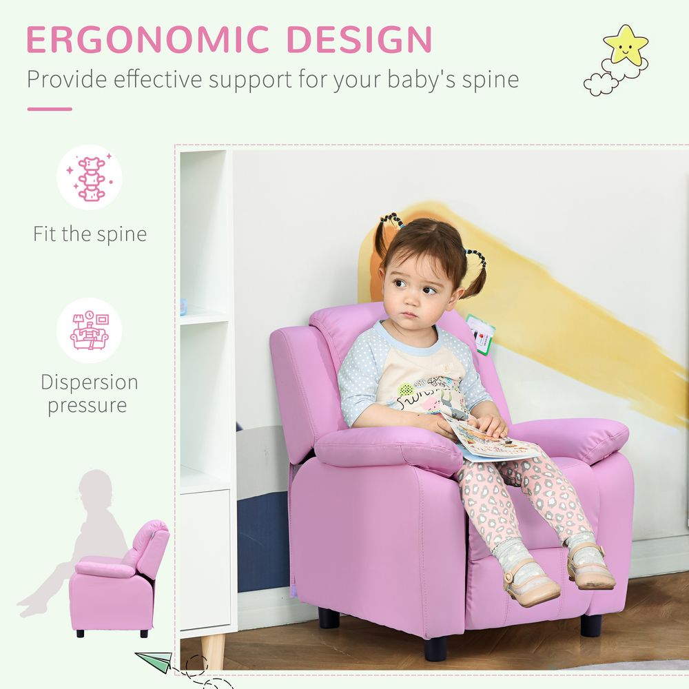 HOMCOM Kids Recliner Armchair Game Chair Sofa Children Seat In PU Leather