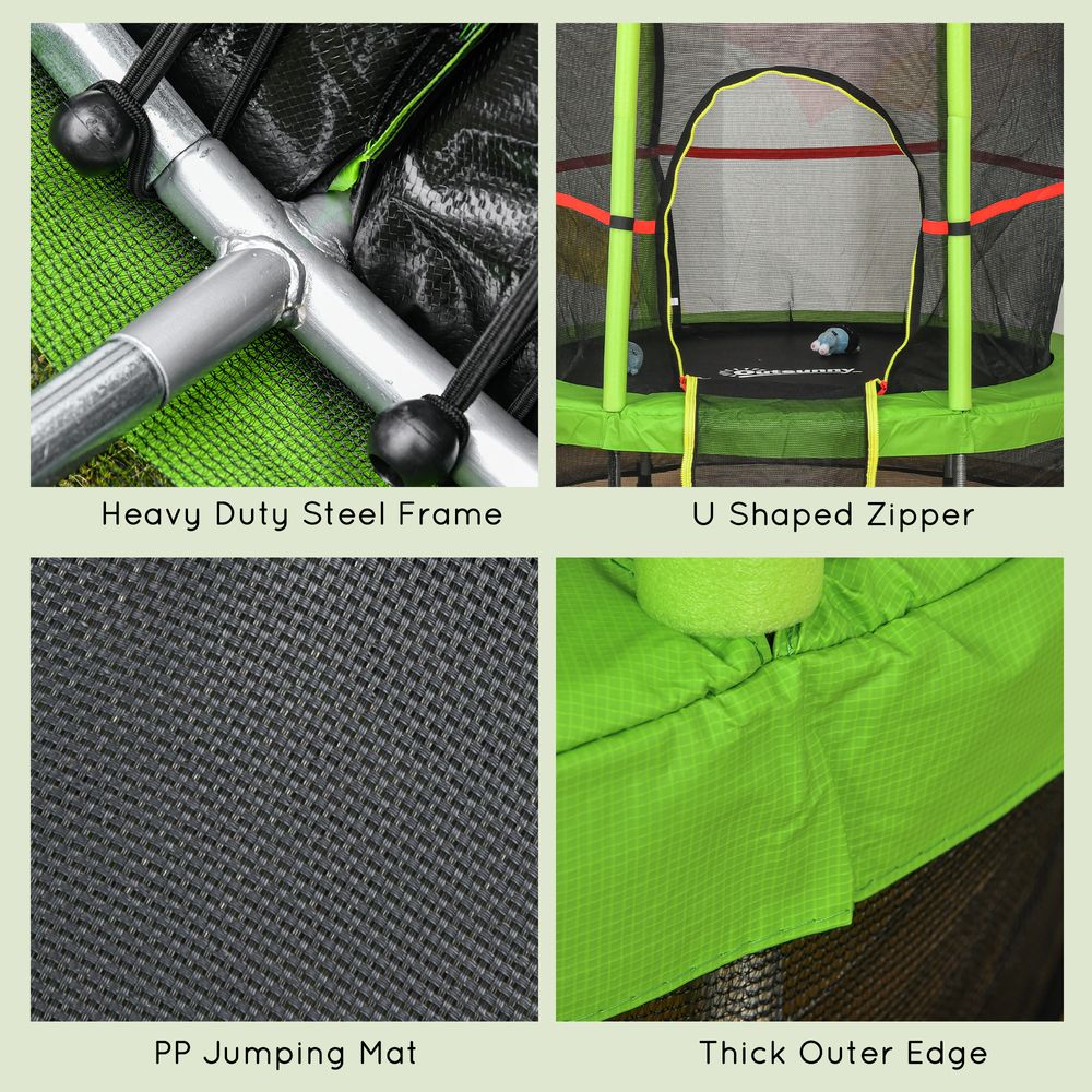 Kids Trampoline Mini Bouncer w/ Enclosure Net Age 3-6 Years Green HOMCOM