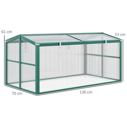 Outsunny Aluminium Cold Frame Greenhouse Planter with Openable Top 130x70x61cm