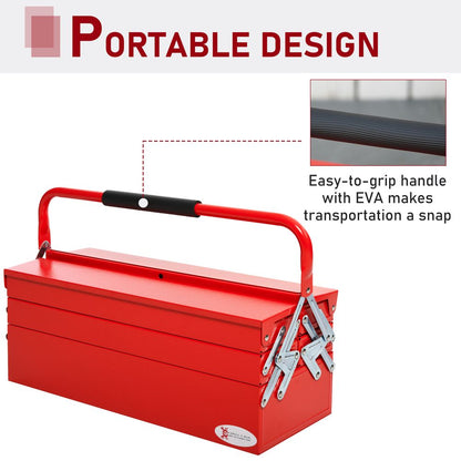 Metal Cantilever Toolbox 3 Tier 5 Tray Storage Organizer  Carry Handle Durhand