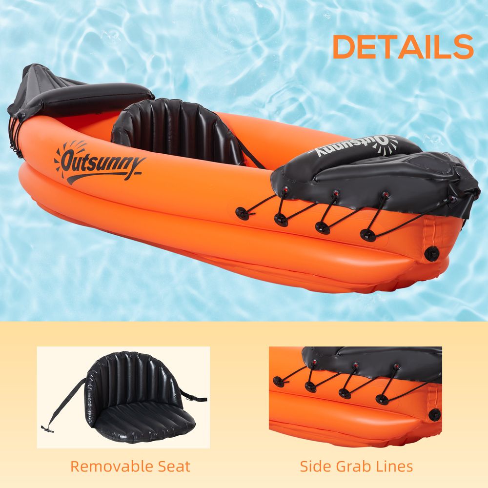 Inflatable Kayak, 1-Person Inflatable Boat, Inflatable Canoe Set  Outsunny